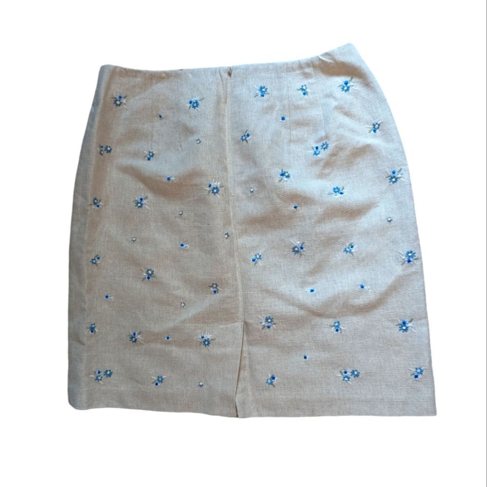 Talbot's women's vintage linen floral embroidered‎ skirt size 12